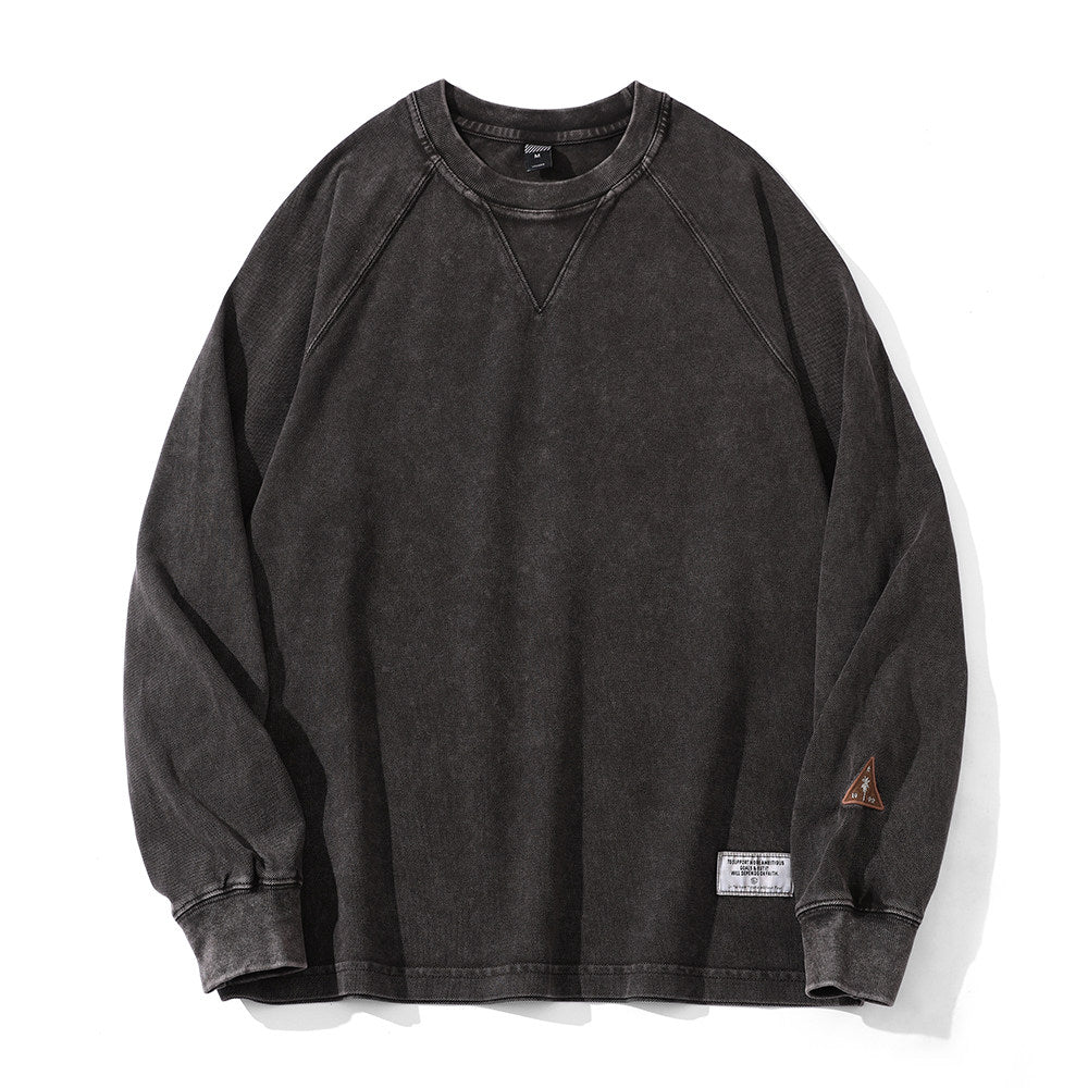 American Retro Heavyweight Washed Long Sleeve T-Shirt – Loose Pure Cotton Spring Autumn Top for Men – Japanese vintage | yamalin clothes | Yamalinclothes