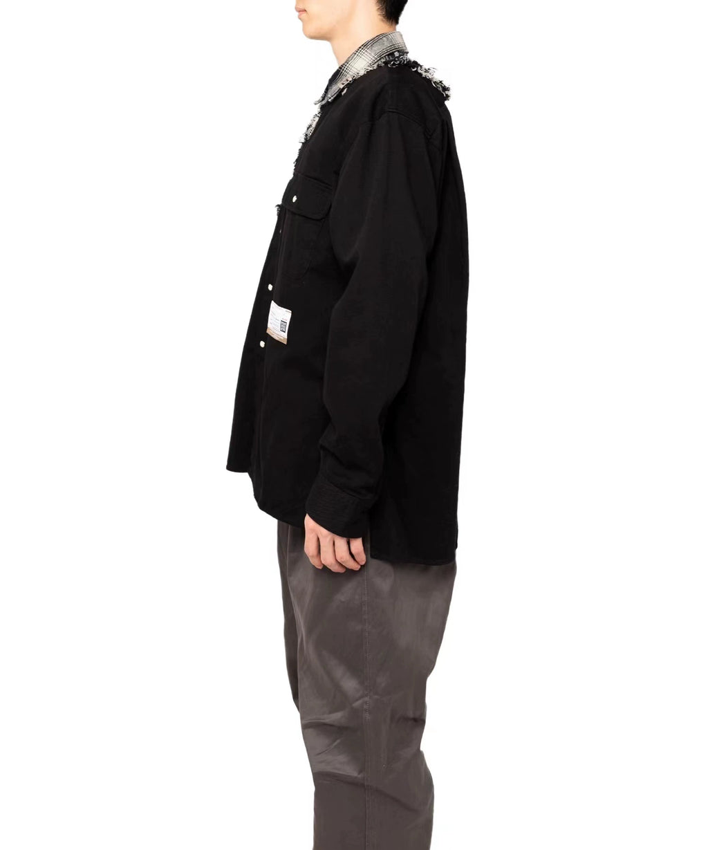 Irregular patchwork plaid jacket shirt coat