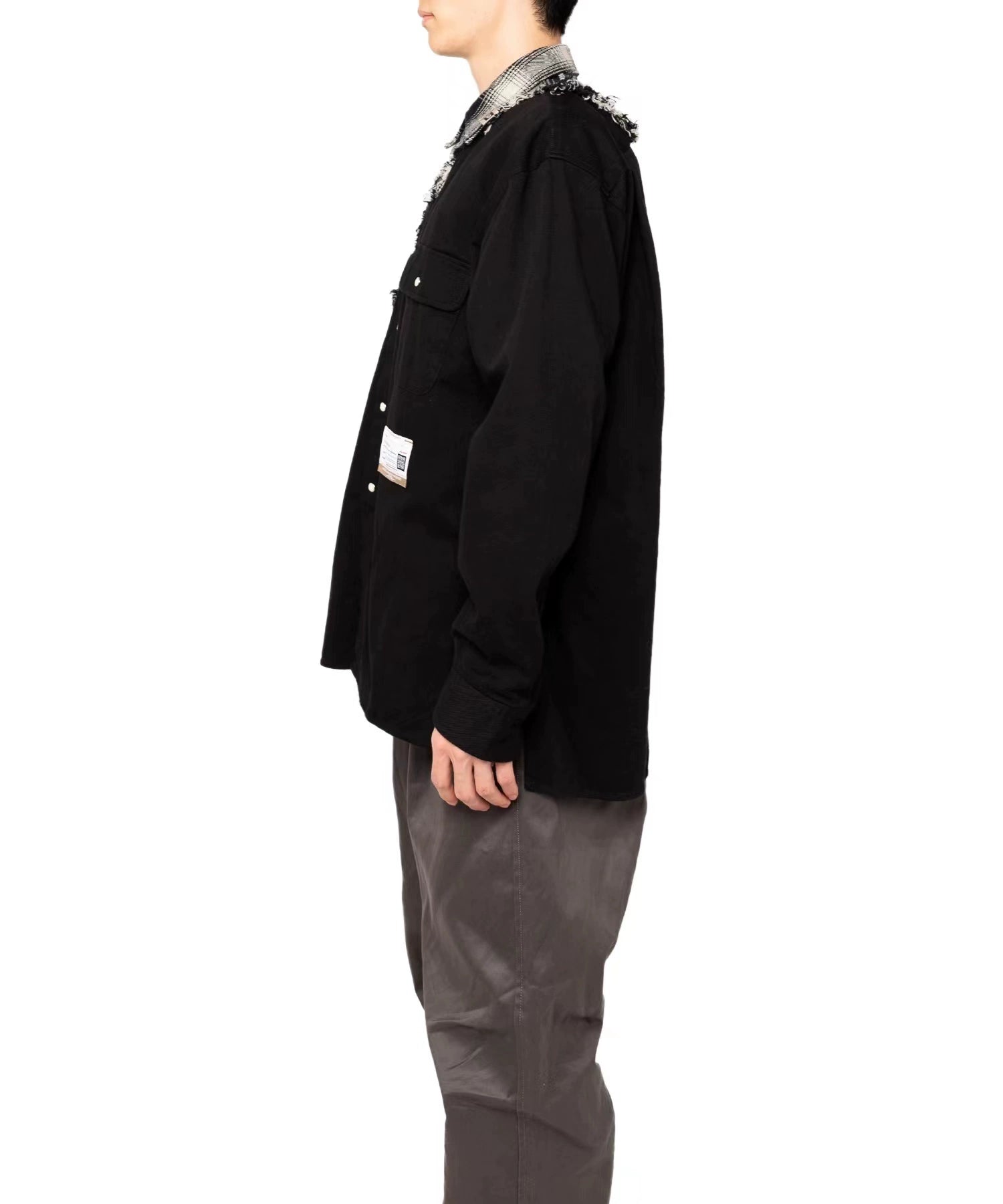 Irregular patchwork plaid jacket shirt coat