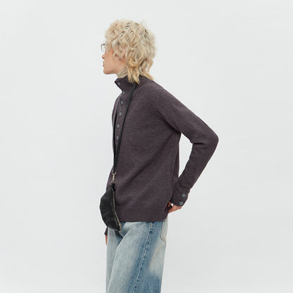 High Neck Knit Pullover – Loose Short Sweater Women – Japanese vintage | yamalin clothes | Yamalinclothes