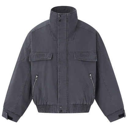 Washed Cargo Flight Jacket – Vintage Drop-Shoulder Oversized Unisex