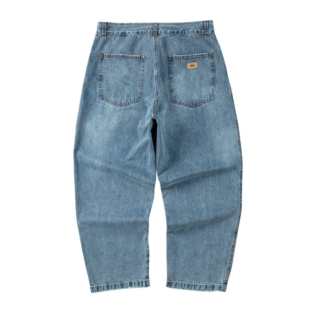 fashion brand jeans for men, washed and worn straight and worn Hong Kong style overalls