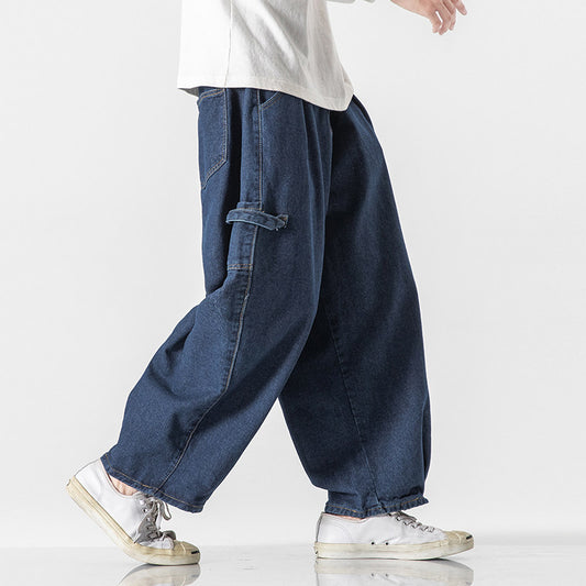 Vintage Wide Leg Jeans Men – Loose Fit Japanese Workwear Denim Pants