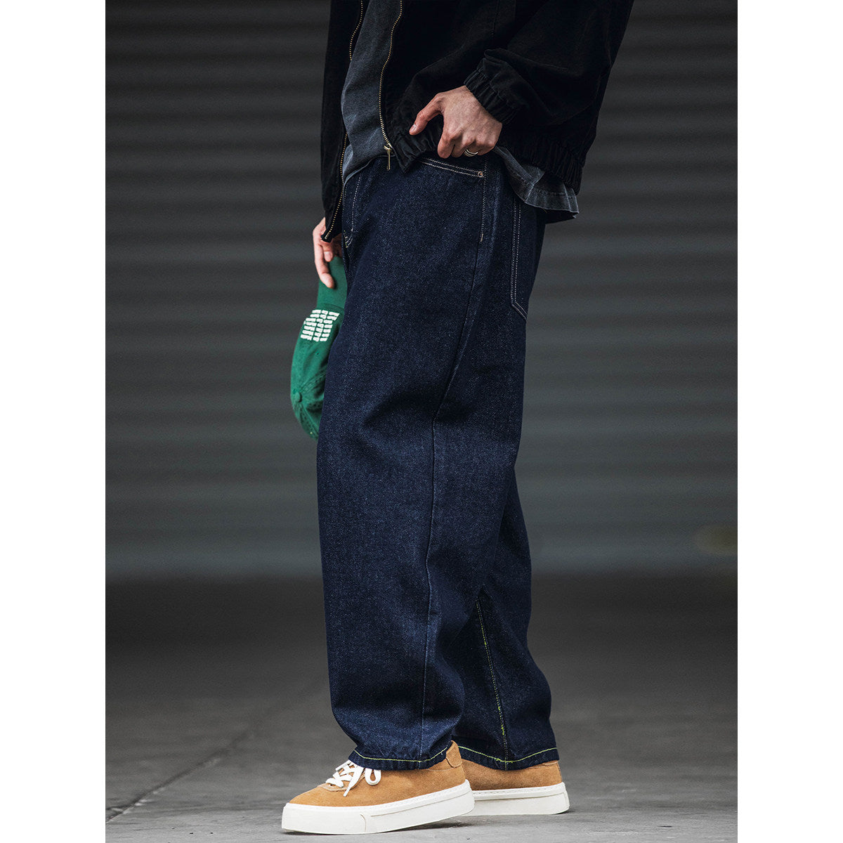 American Retro Navy Jeans – Loose Fit Drawstring Harem Wide-Leg Pants for Men – Japanese vintage | yamalin clothes | Yamalinclothes