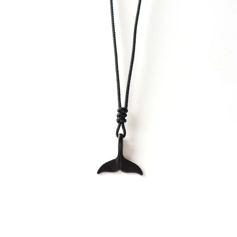MD Original Vintage Style Bronze Whale Tail Handwoven Necklace Niche Black Simple Student Couple Gift