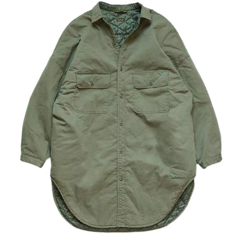 fashion brand medium and long profile loose cotton-padded windbreaker coat Yu Wenle same INS casual cotton coat