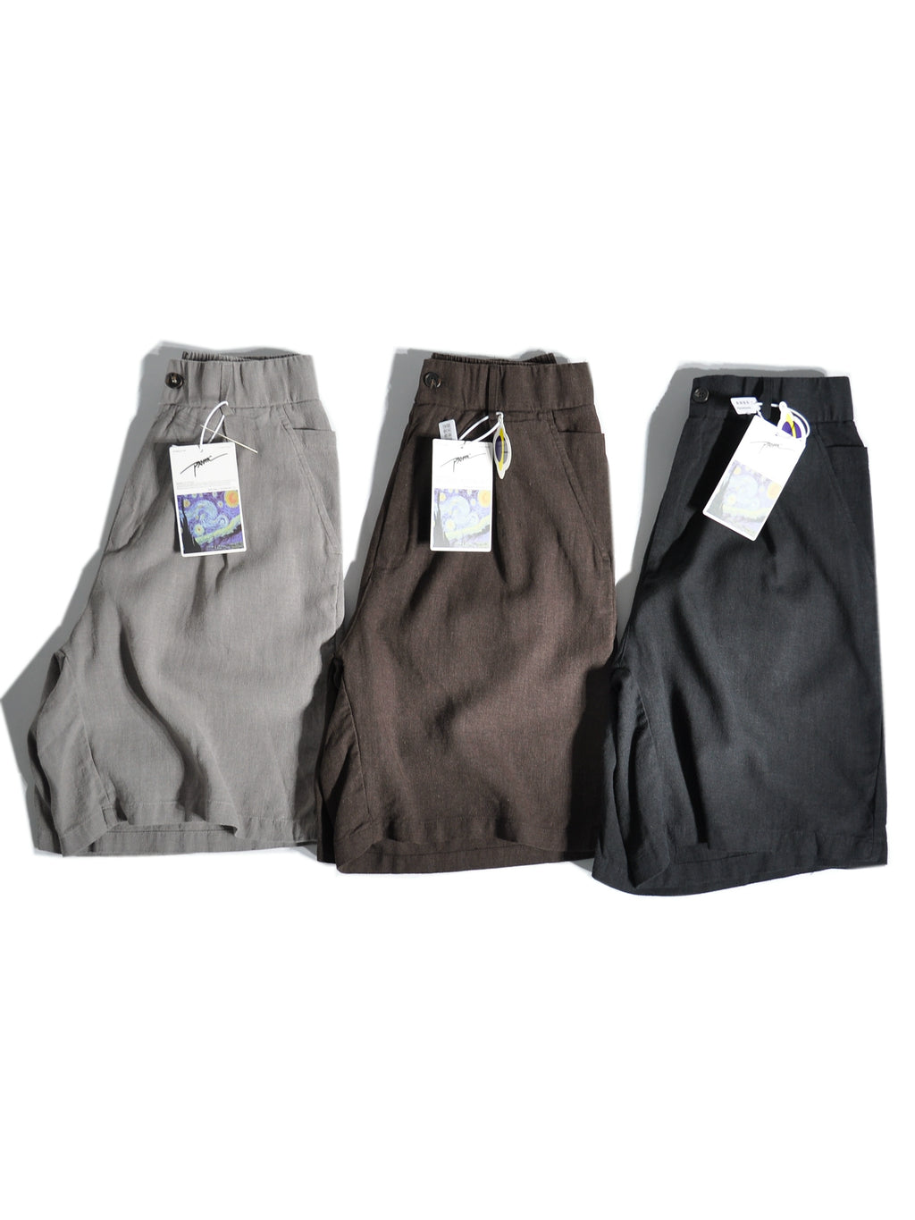 Ramie pendulous profile shorts loose wide leg casual tencel pants