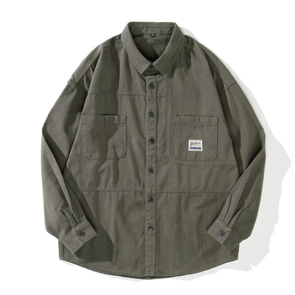 Heavyweight Utility Shirt Jacket – Men's Vintage Loose Long-Sleeve Overshirt