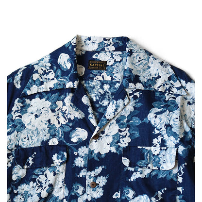 Japanese casual disconnect blue flower breasted loose long-sleeved shirt jacket