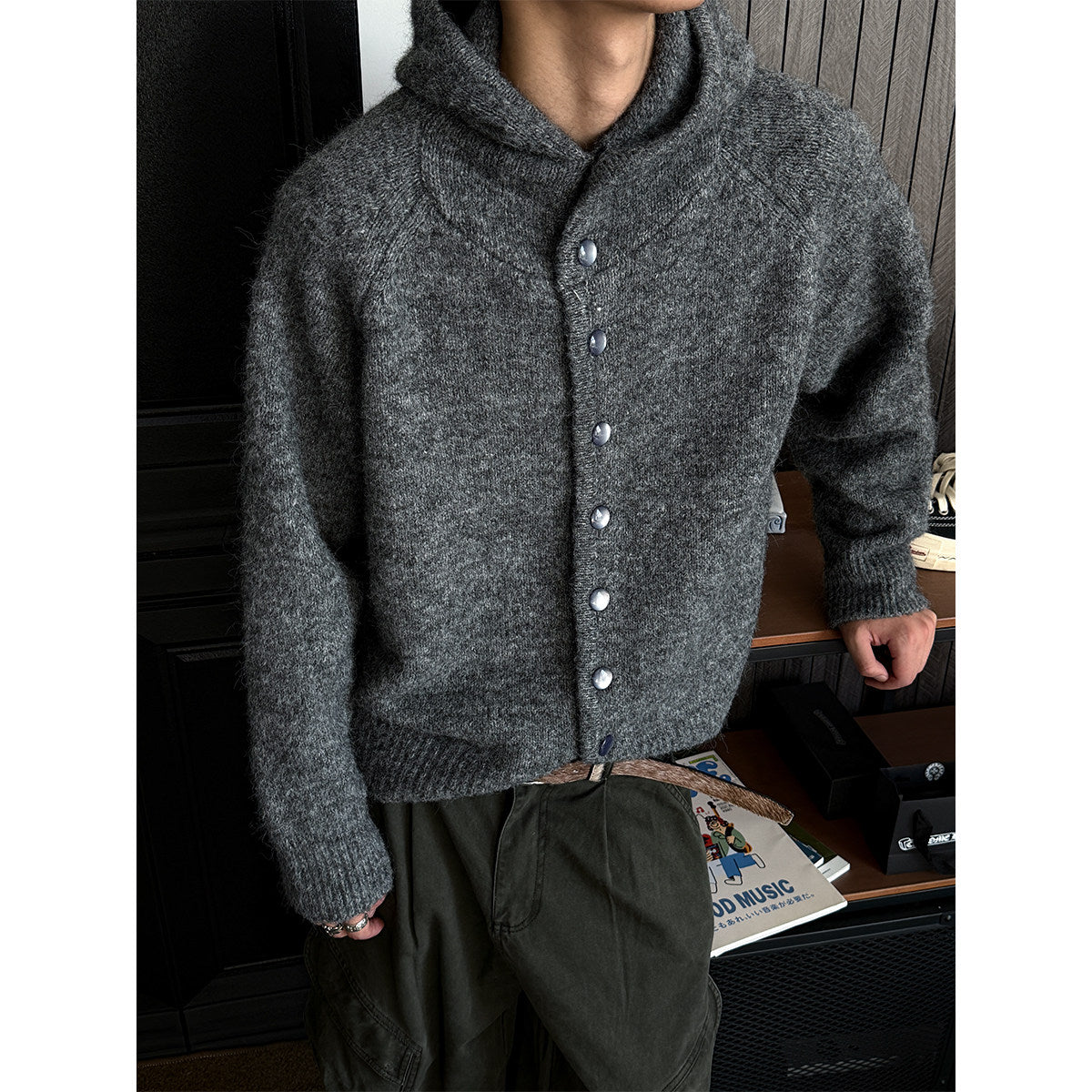 Heavyweight Hooded Knit Sweater – Wool Blend Unisex Cropped