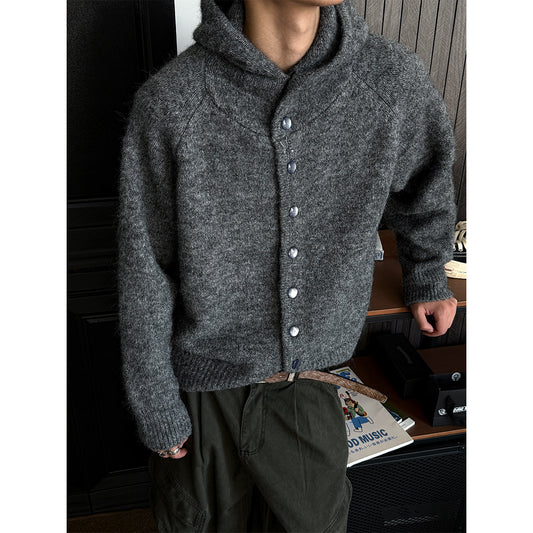 Heavyweight Hooded Knit Sweater – Wool Blend Unisex Cropped – Japanese vintage | yamalin clothes | Yamalinclothes