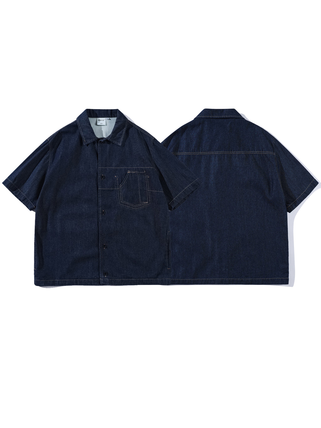 Summer street, Japanese retro Aramco Ka Ji washed, denim short-sleeved shirt, men's and women's loose cargo half-sleeved shirt