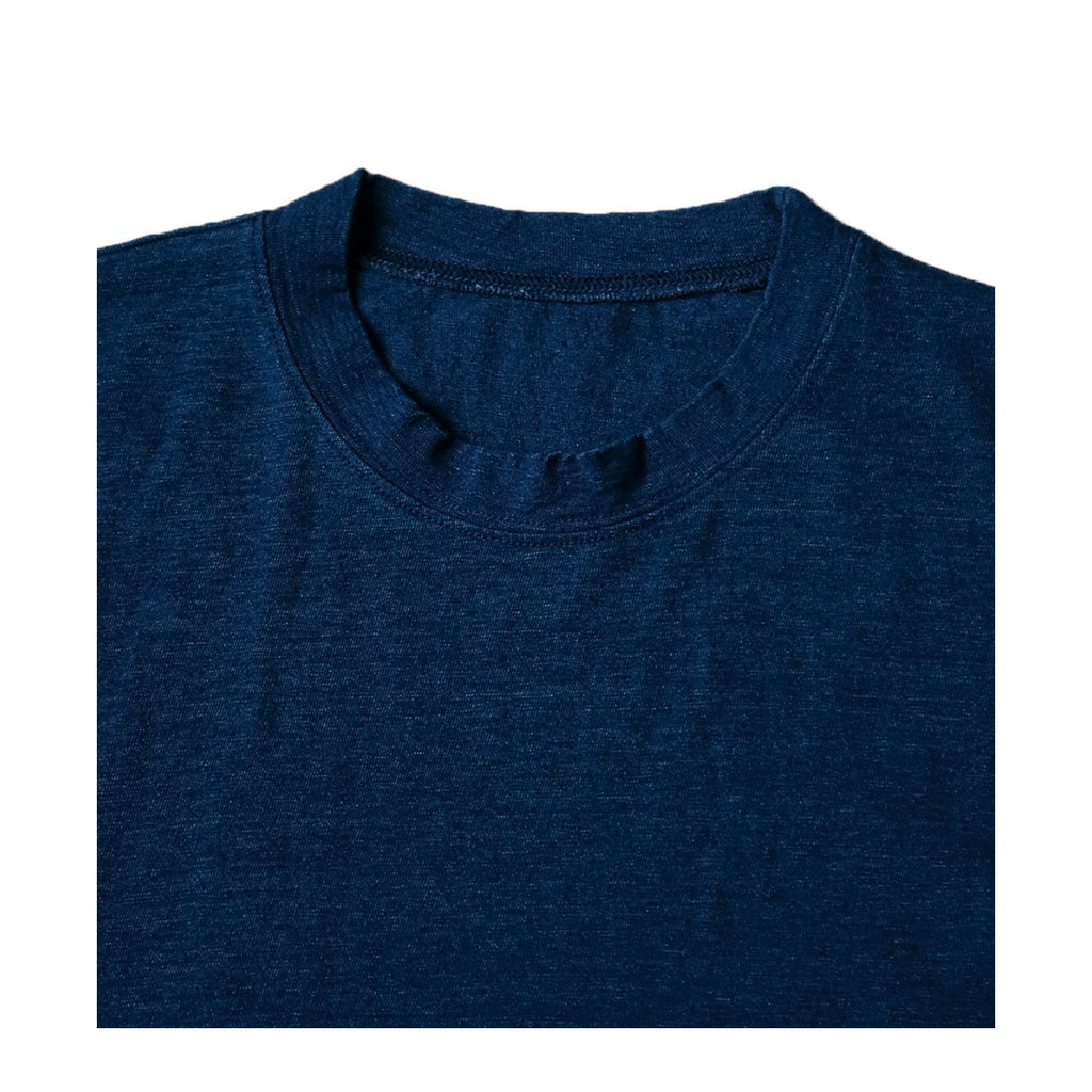 Japanese casual blue-dyed Indian flag cotton crew neck loose short sleeve T-shirt