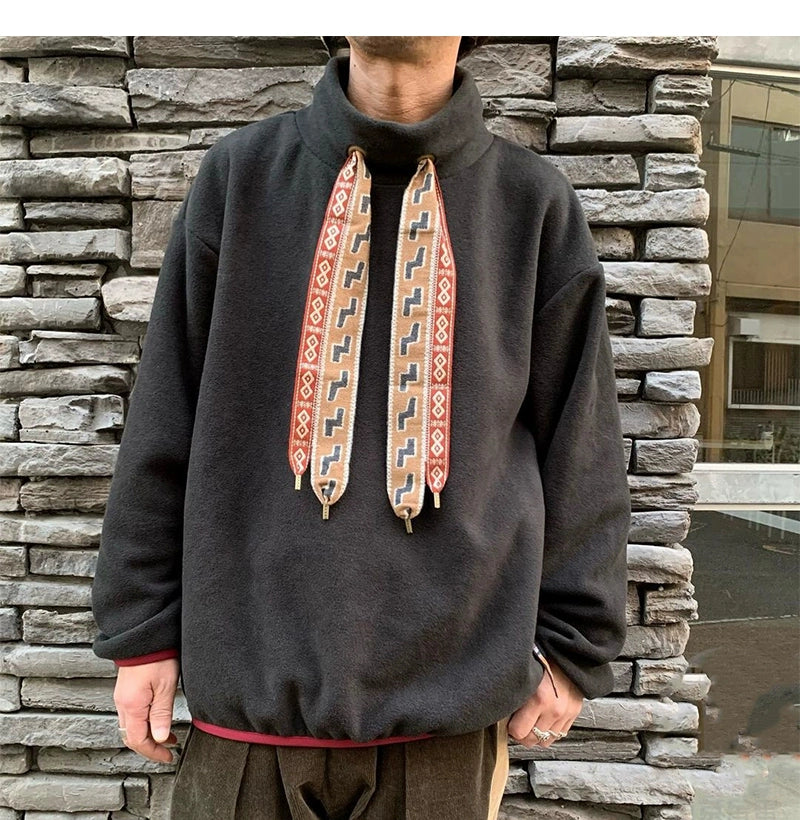 20AW Hirata Kazuhiro Japanese casual color streamer turtleneck fleece pullover sweater jacket