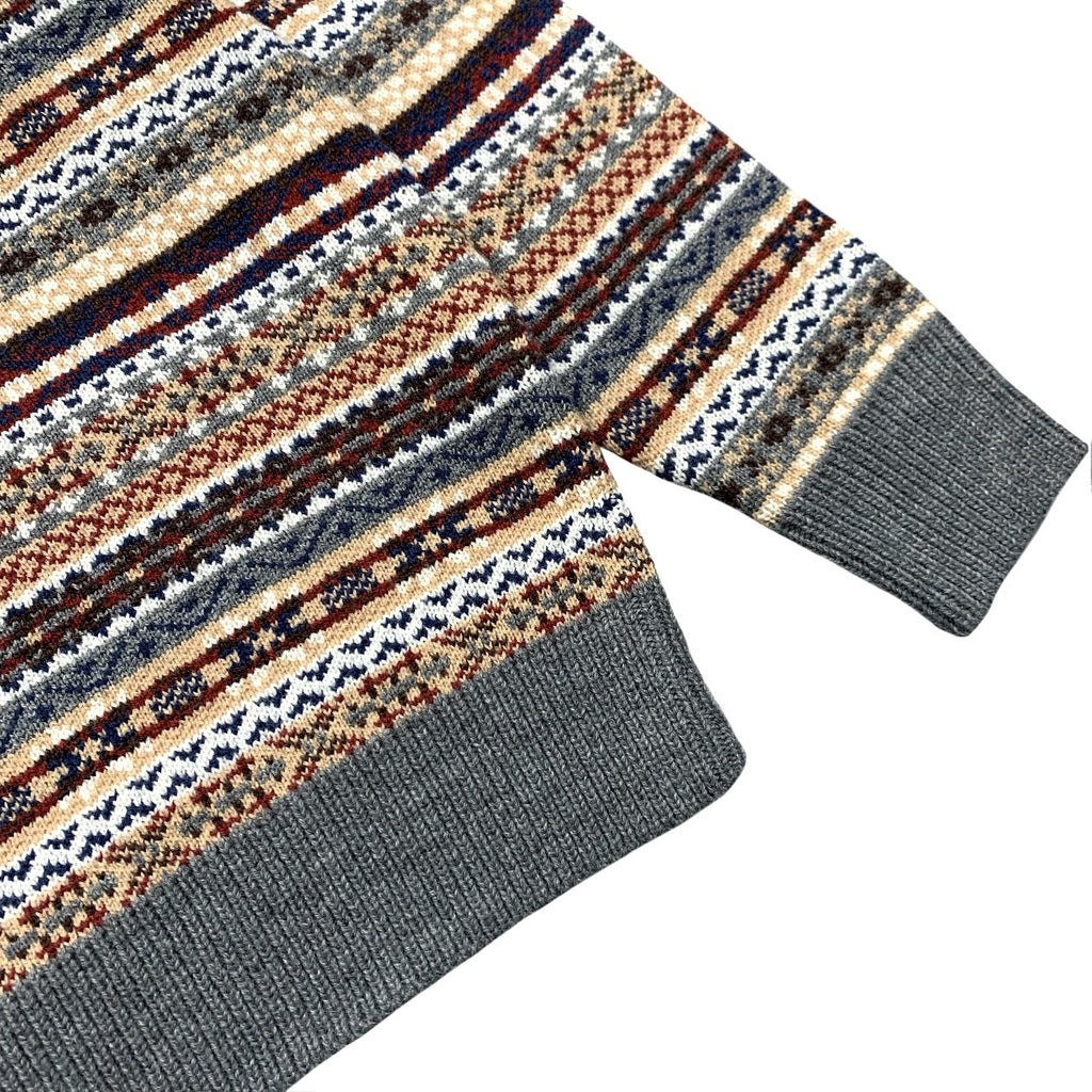American vintagejacquard knit ethnic style pullover sweater