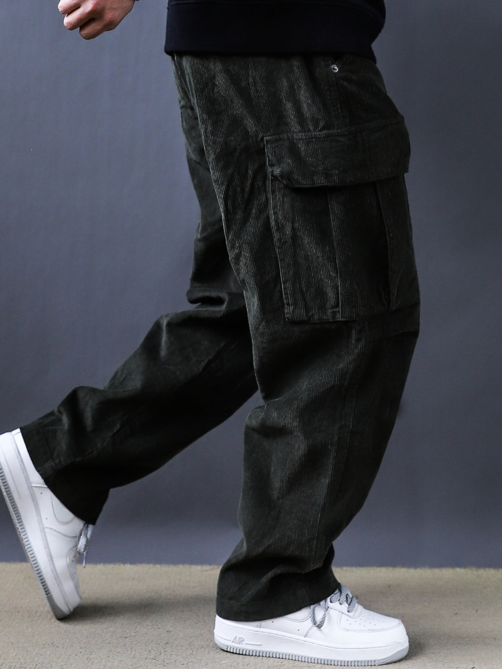 Army Green American Retro Washed Large Pocket Cargo Spring and Autumn Cotton Tide Brand Loose Straight Corduroy Trousers 2025