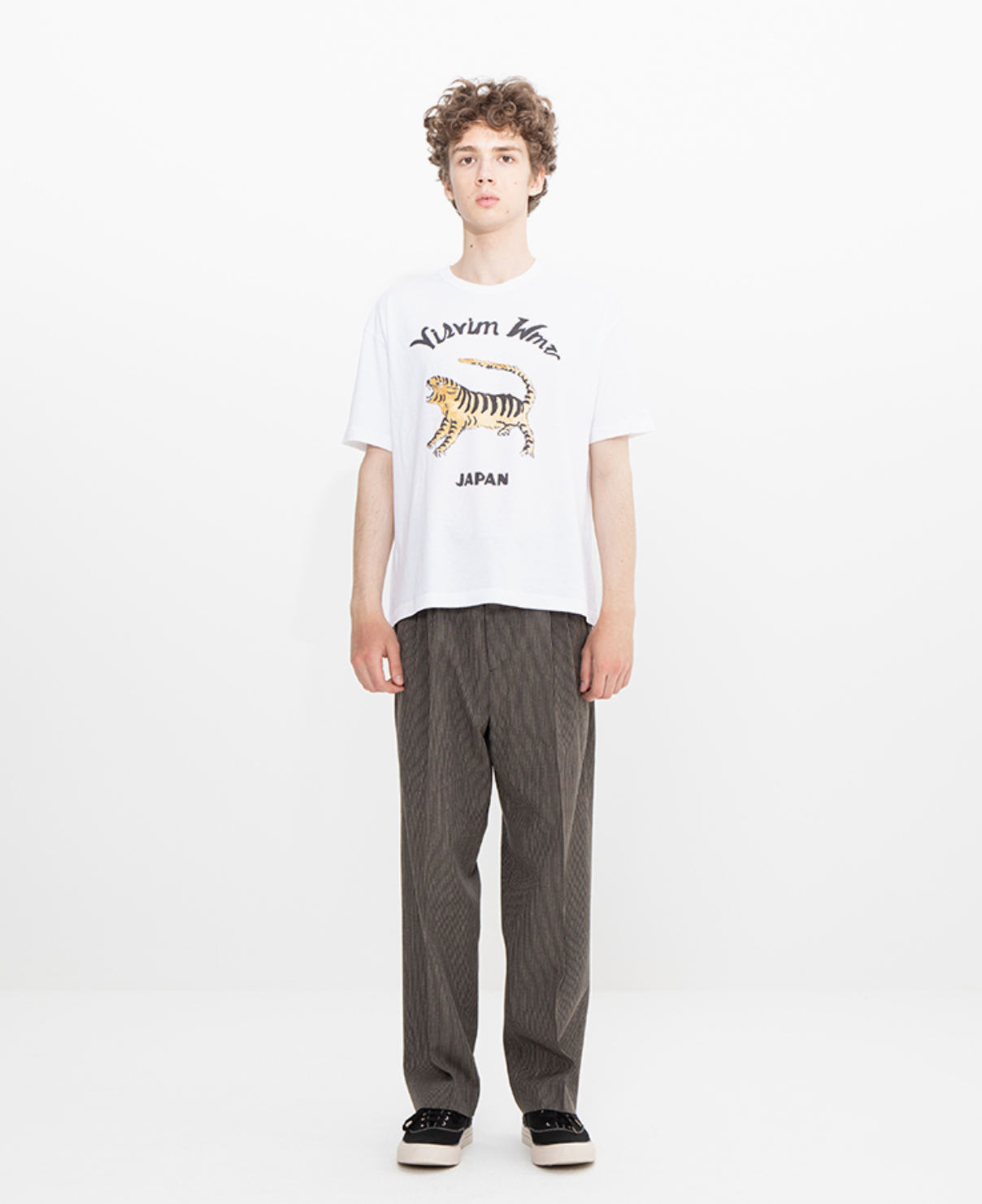 24SS Tora Nakamura Japanese casual long-staple cotton tiger monogram print short sleeve T-shirt