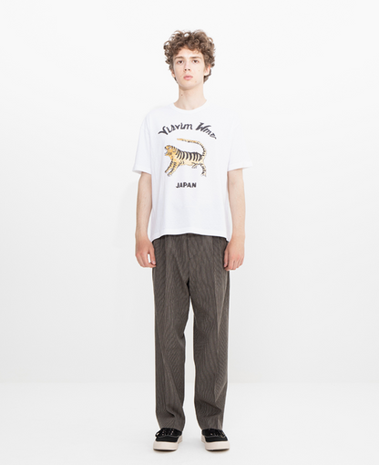 24SS Tora Nakamura Japanese casual long-staple cotton tiger monogram print short sleeve T-shirt