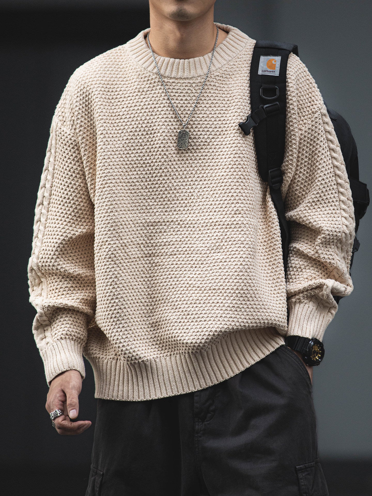 American Vintage Heavyweight Chunky Knit Pullover Sweater – Loose Unisex Autumn Winter – Japanese vintage | yamalin clothes | Yamalinclothes