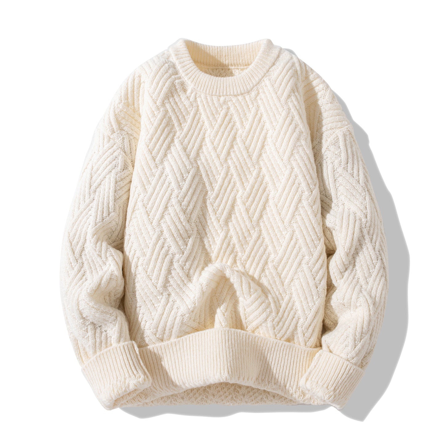 Chunky Twist Knit Sweater – Fleece-Lined Thickened Pullover Unisex Winter Knitwear – Japanese vintage | yamalin clothes | Yamalinclothes