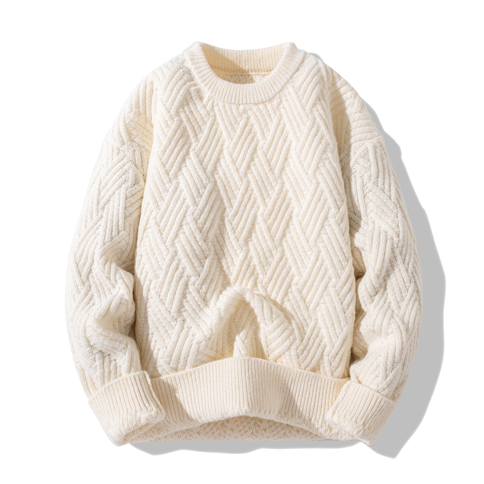Chunky Twist Knit Sweater – Fleece-Lined Thickened Pullover Unisex Winter Knitwear – Japanese vintage | yamalin clothes | Yamalinclothes