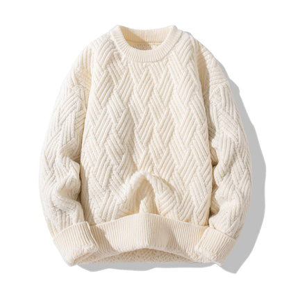 Chunky Twist Knit Sweater – Fleece-Lined Thickened Pullover Unisex Winter Knitwear – Japanese vintage | yamalin clothes | Yamalinclothes