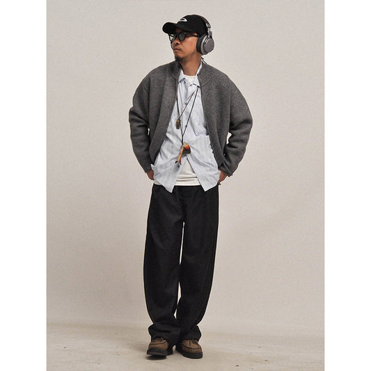 Half-Turtleneck Zip Knit Cardigan – Oversized Unisex Sweater – Japanese vintage | yamalin clothes | Yamalinclothes