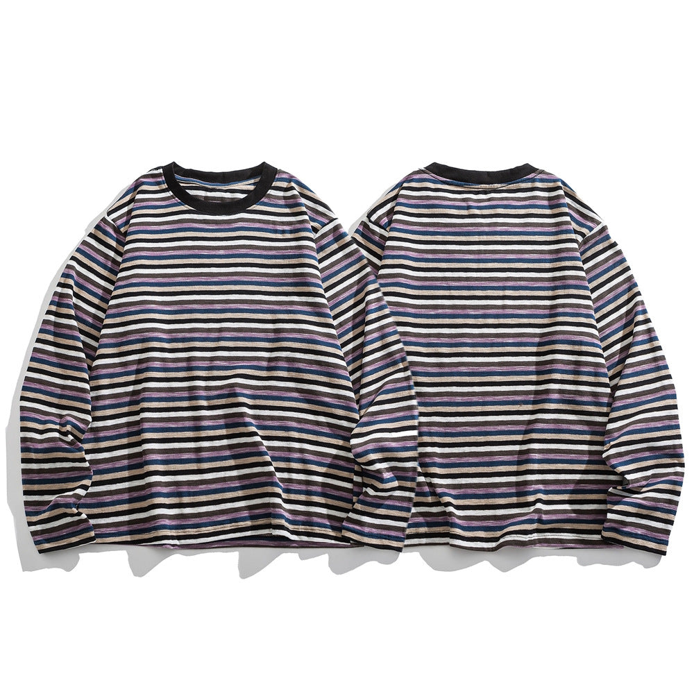 American Vintage Stripe Long-Sleeve T-Shirt – Relaxed Unisex Cotton Blend Tee