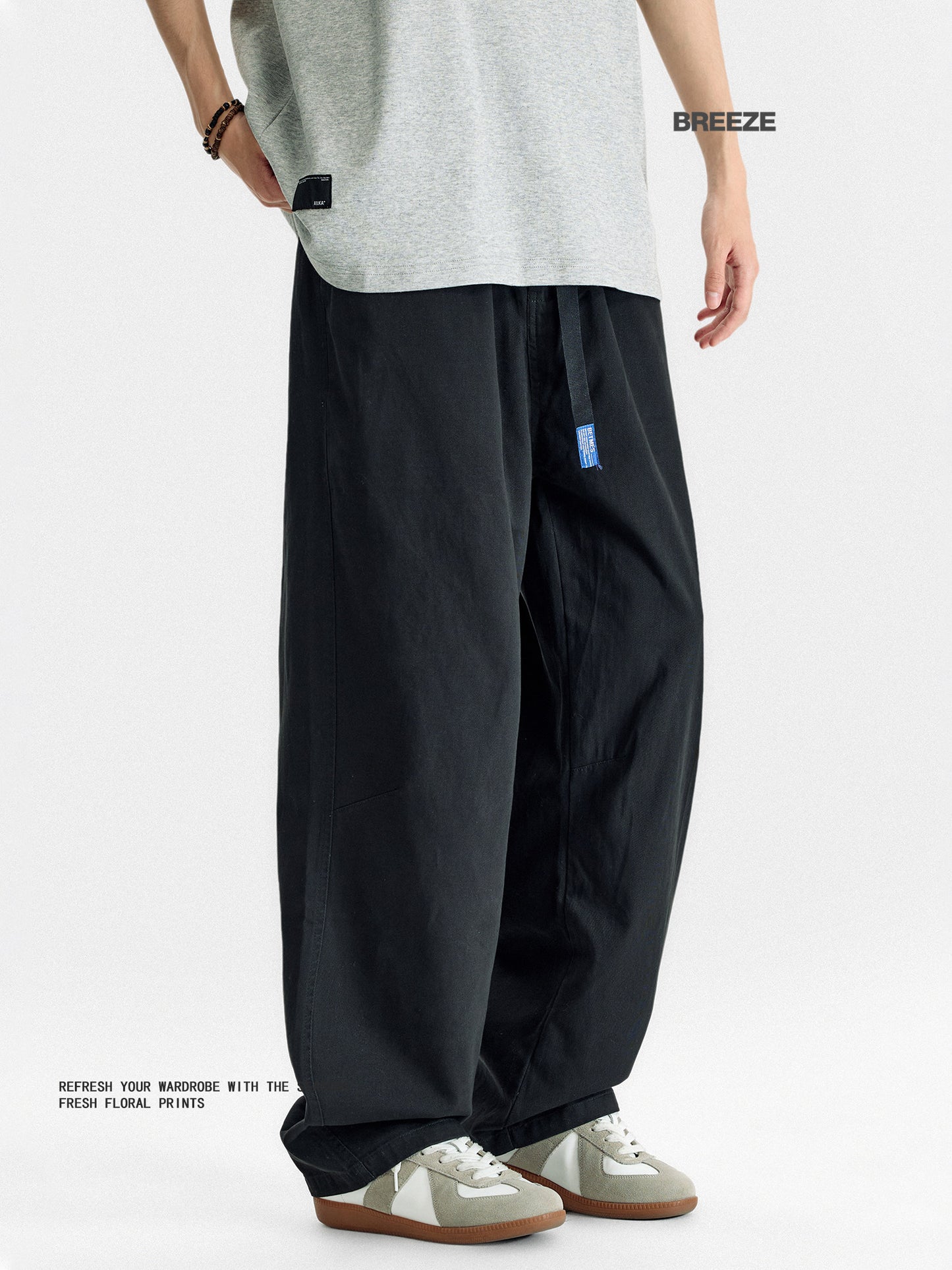 Paratrooper Cargo Pants – Loose Straight Drawstring Casual Trousers Men