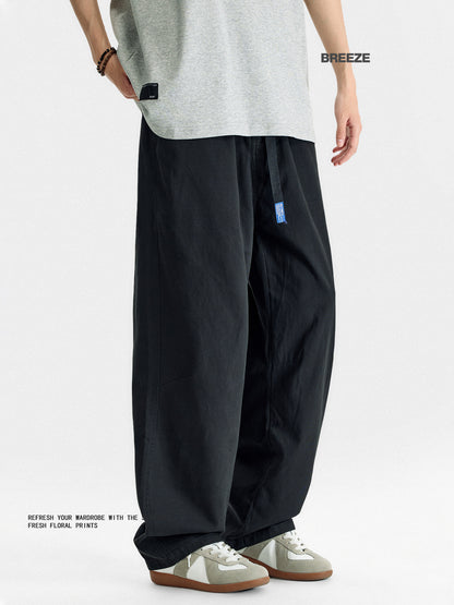 Paratrooper Cargo Pants – Loose Straight Drawstring Casual Trousers Men