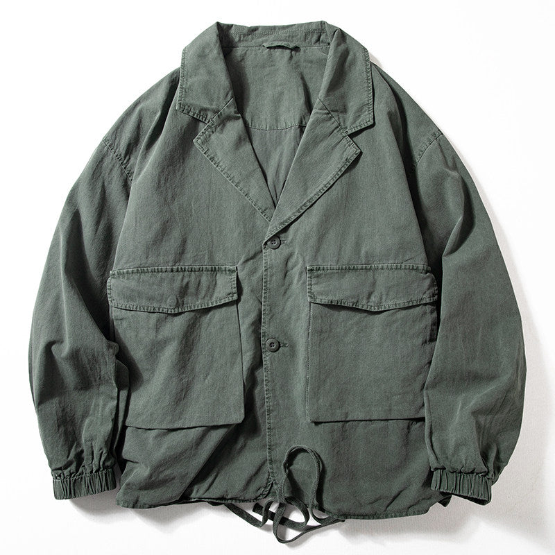 American Heavy Industry Distressed Retro Cargo Jacket – Casual Suit Spring Autumn Men’s – Japanese vintage | yamalin clothes | Yamalinclothes
