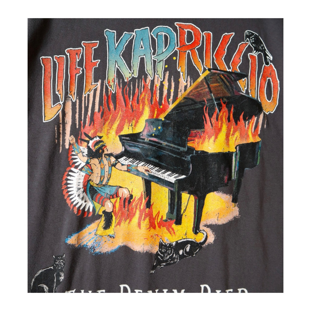 25SS Japanese casual Indian piano print wash crew neck short sleeve T-shirt