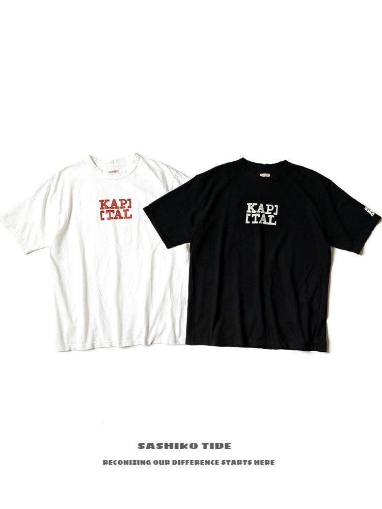 Japanese casual unisex trend print logo short sleeve T-shirt