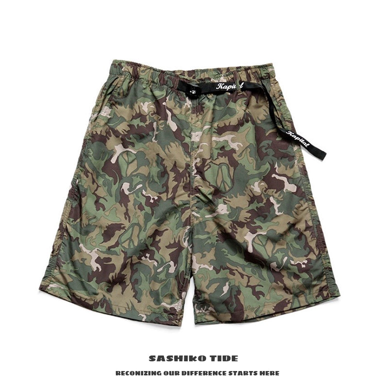 Quick-drying camouflage Japanese and Korean loose elastic trend all-matching casual shorts