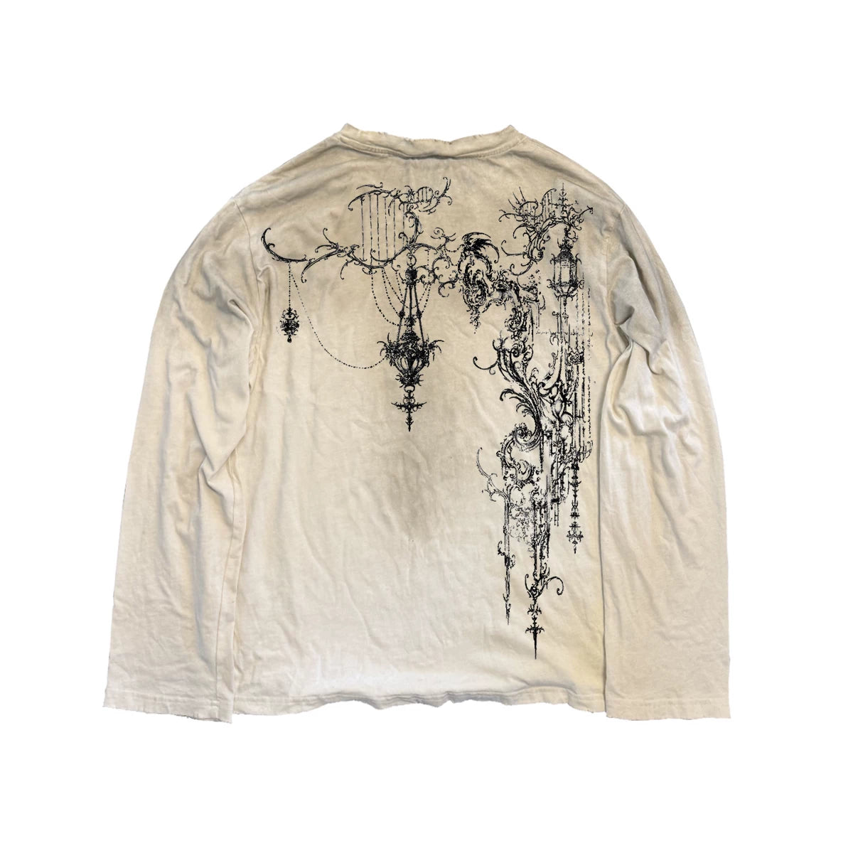 Illustrated Punk Distressed Long Sleeve T-Shirt – Vintage Loose Unisex