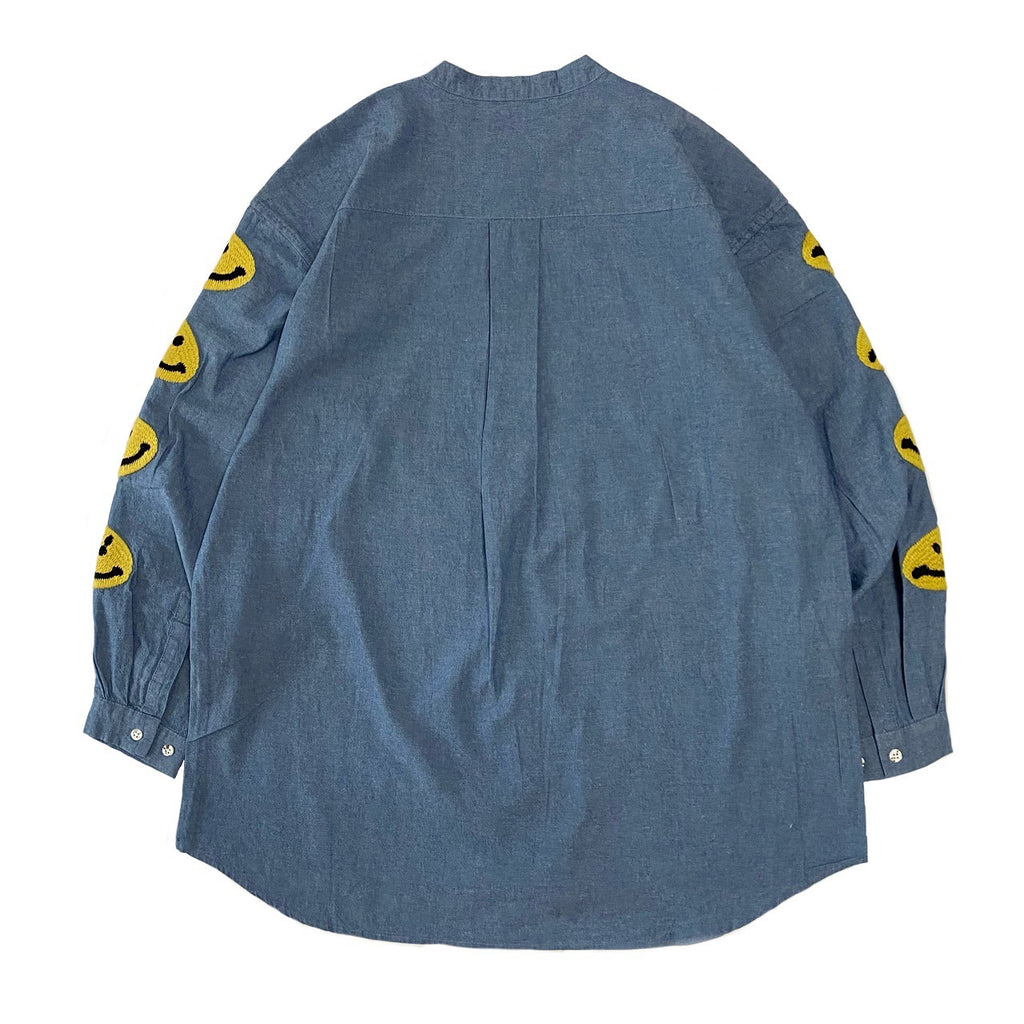 Vintage Hirata and Hiroshi Nippon Heavy Industries Smiley Embroidered Men's and Women's Loose Denim Shirts and Jackets