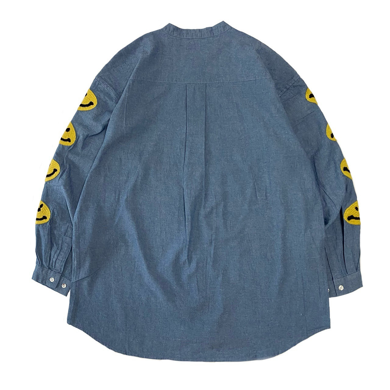 Vintage Hirata and Hiroshi Nippon Heavy Industries Smiley Embroidered Men's and Women's Loose Denim Shirts and Jackets