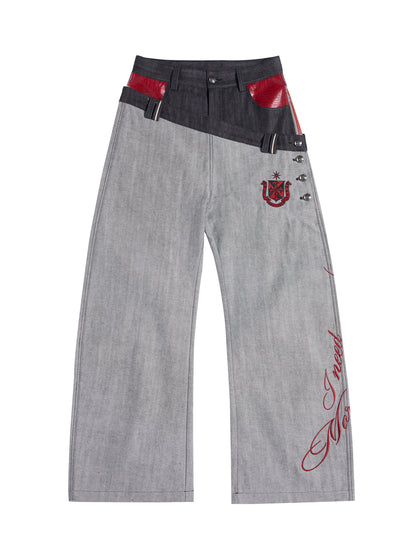 Wide-Leg Jeans – Asymmetric Double Waist