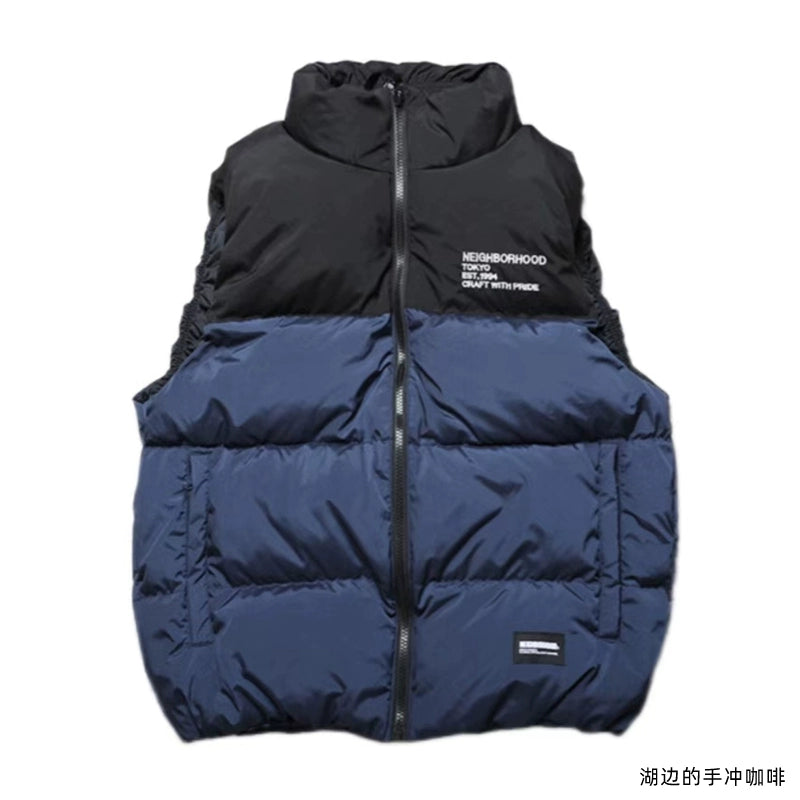 Spot NEIGHBORHOOD VEST four-color color-block embroidered Japanese tide down vest 90 down couple