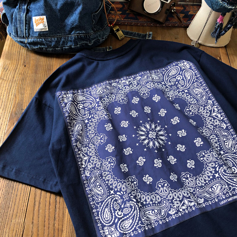 Japanese  Cashew flower pattern round collar short-sleeved T-shirt