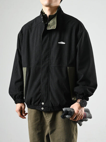Corduroy Jacket – Contrast Stand Collar & Pocket Trim | Yamalinclothes