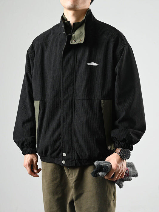 Corduroy Jacket – Contrast Stand Collar & Pocket Trim | Yamalinclothes