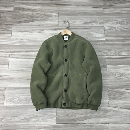 Fleece Lambswool Baseball Collar Jacket – Windproof Loose Unisex – Coats Jackets | japanese streetwear | vintage workwear | unisex | Yamalinclothes