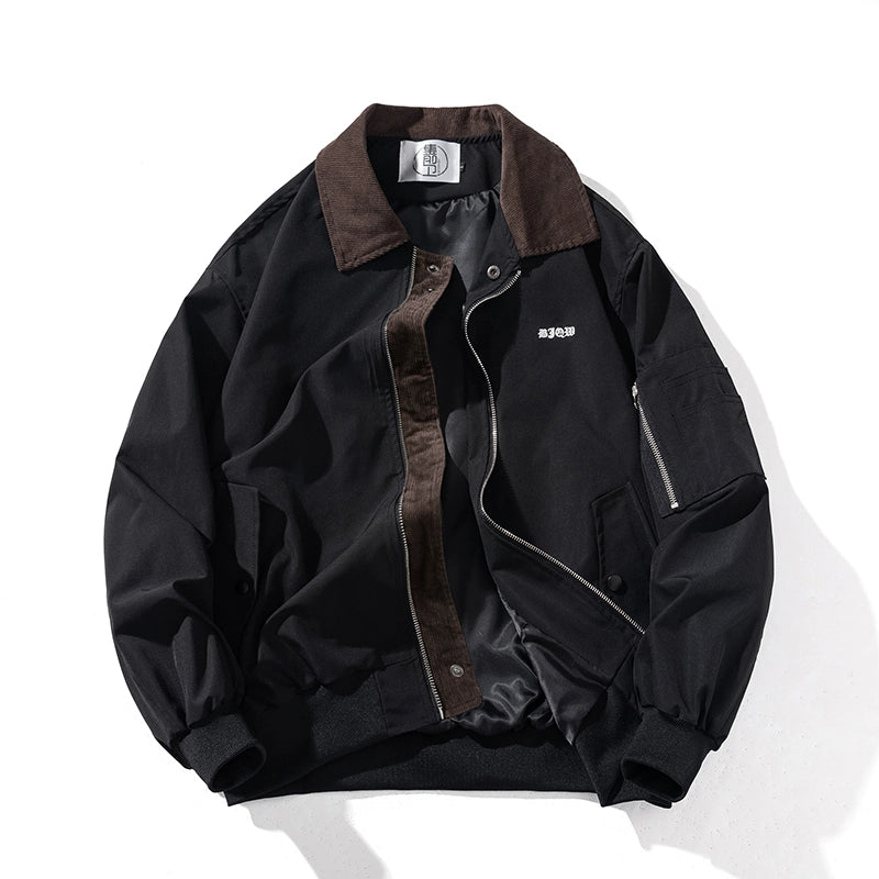 Vintage Corduroy Bomber Jacket – Embroidered Padded Baseball Style (Unisex)