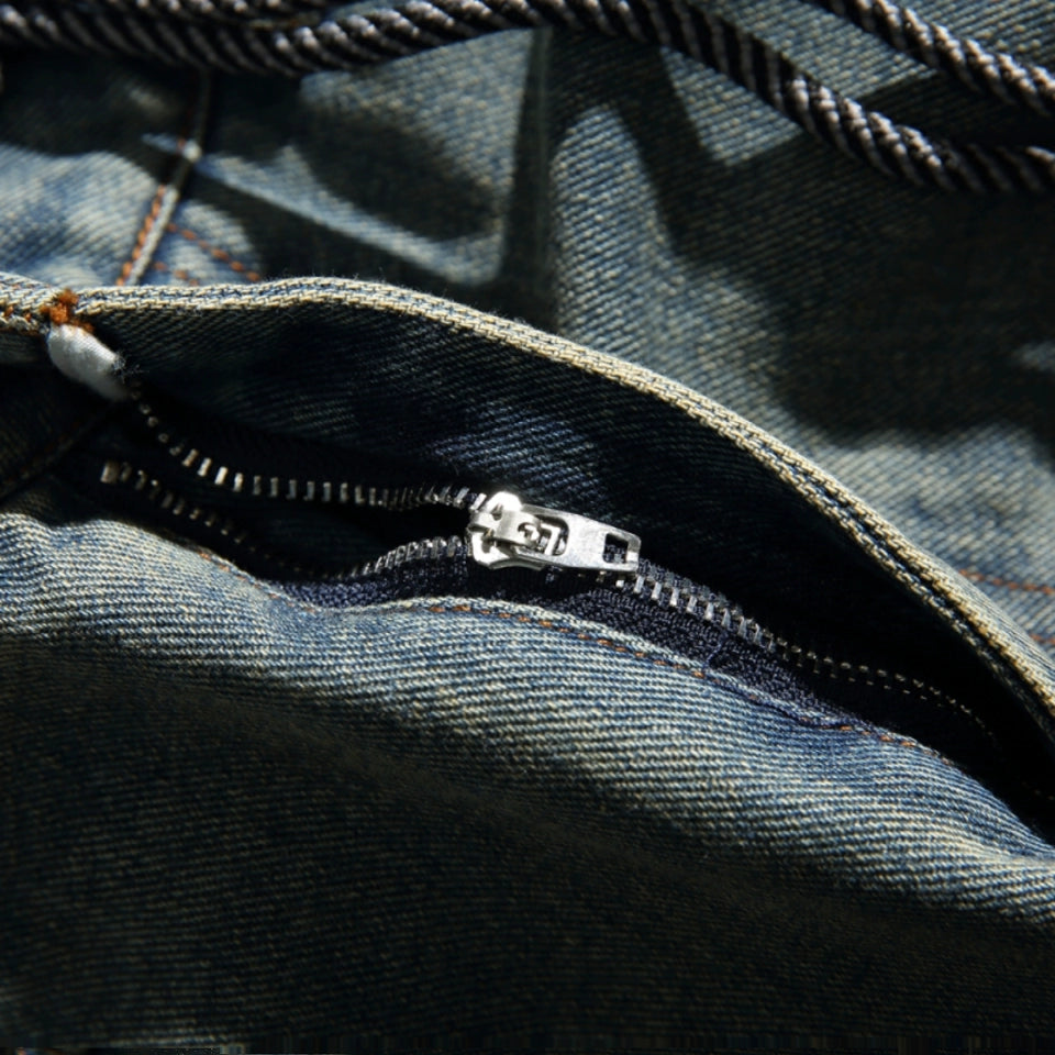 In summer, the new American trend washed denim shorts, men's fashion brand loose detachable strap, loose five-point medium pants tide