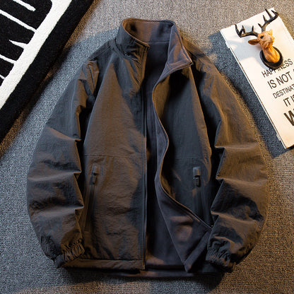 Fleece Thickened Reversible Stand Collar Jacket – Warm Unisex Autumn Winter