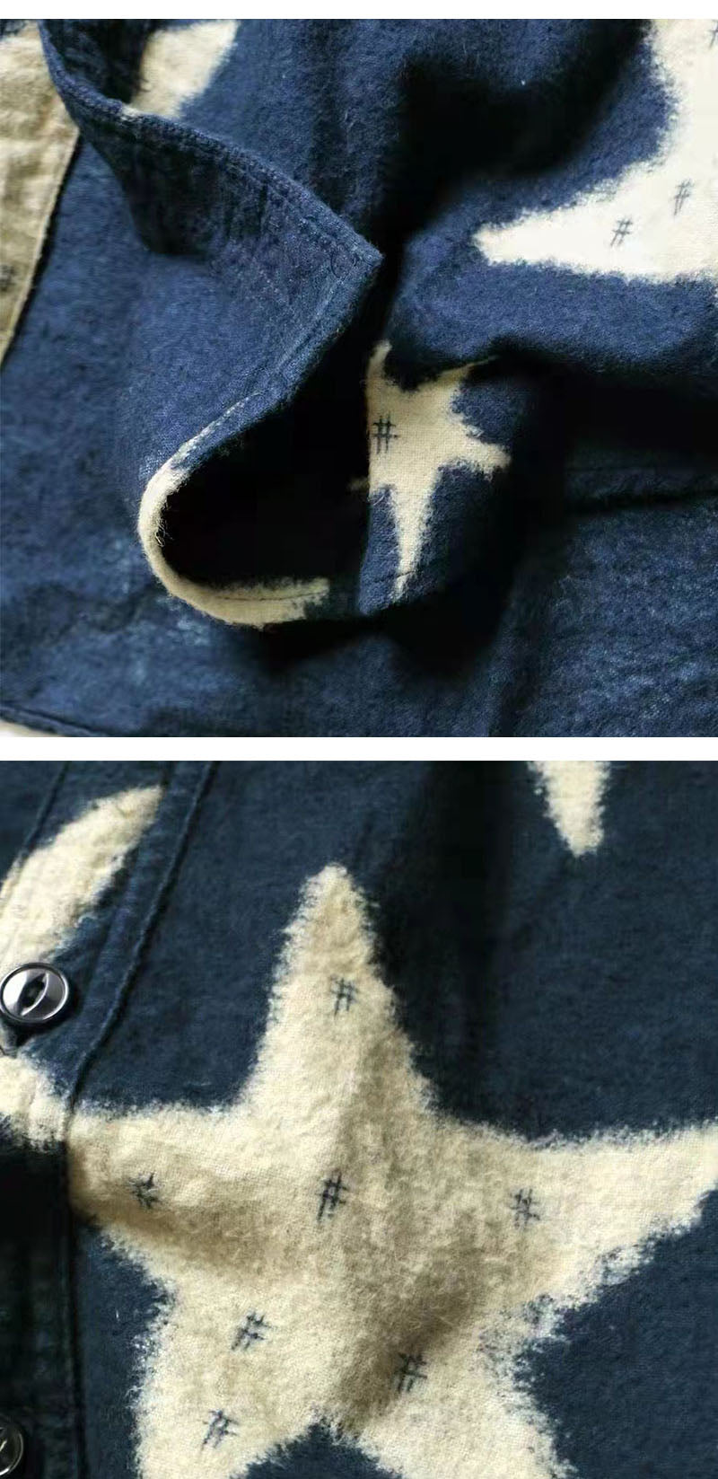 Japanese trendy batik washed pleated loose casual long-sleeved shirt