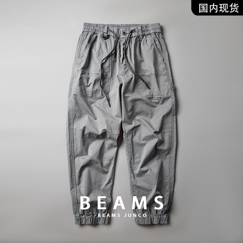 Japanese casual pants, men's spring pure cotton washed loose American overalls