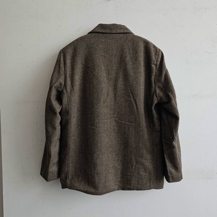 341466 there are plus-size men's beautiful single two-horse herringbone coarse wool retro shawl collar padded blazers