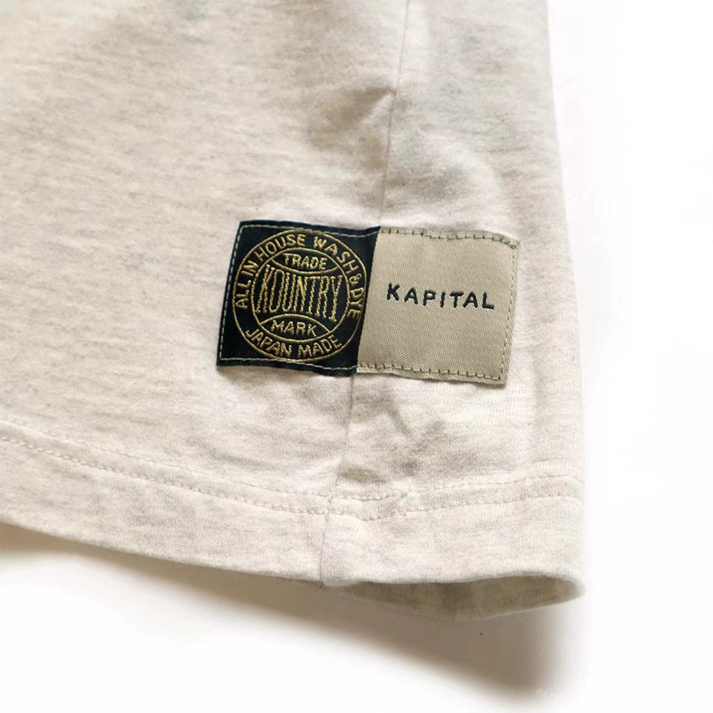 two-color cotton print stitching loose Japanese round neck short-sleeved T-shirt